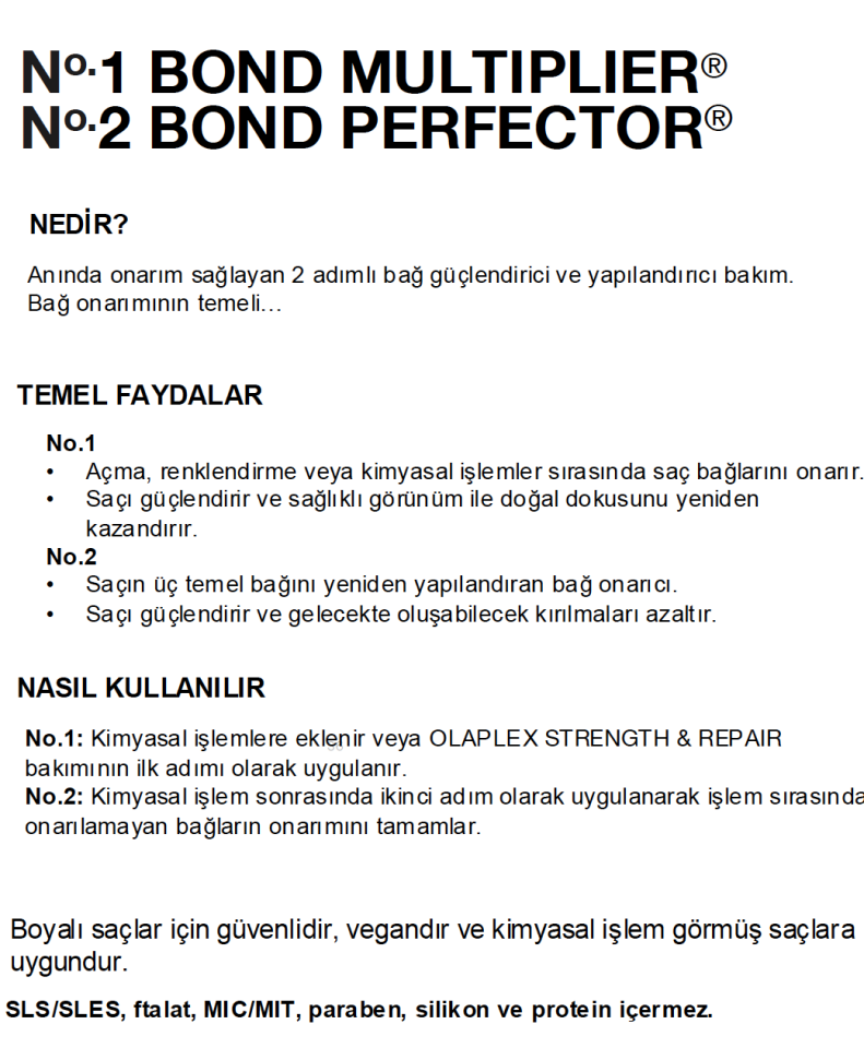 No.1 BOND MULTIPLIER® No.2 BOND PERFECTOR®